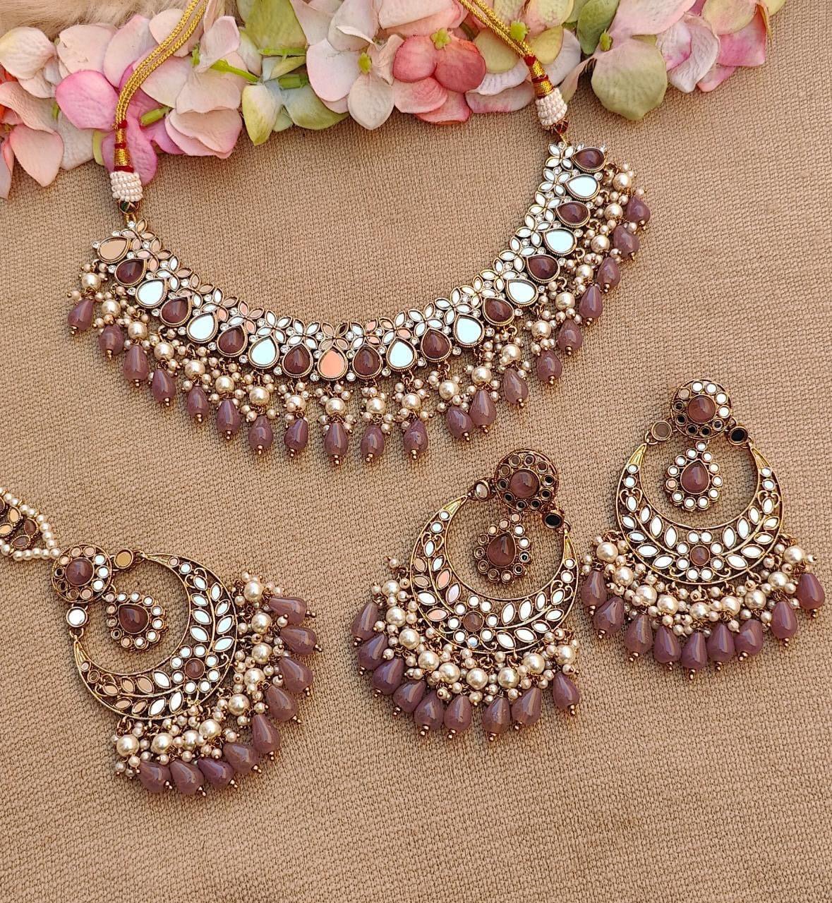 Mirror Necklace Set with Mangtikka - Artisan by Zaree