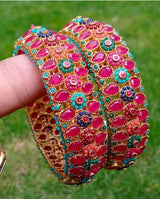 2 Piece Pakistani Ruby Bangles Artisan by Zaree