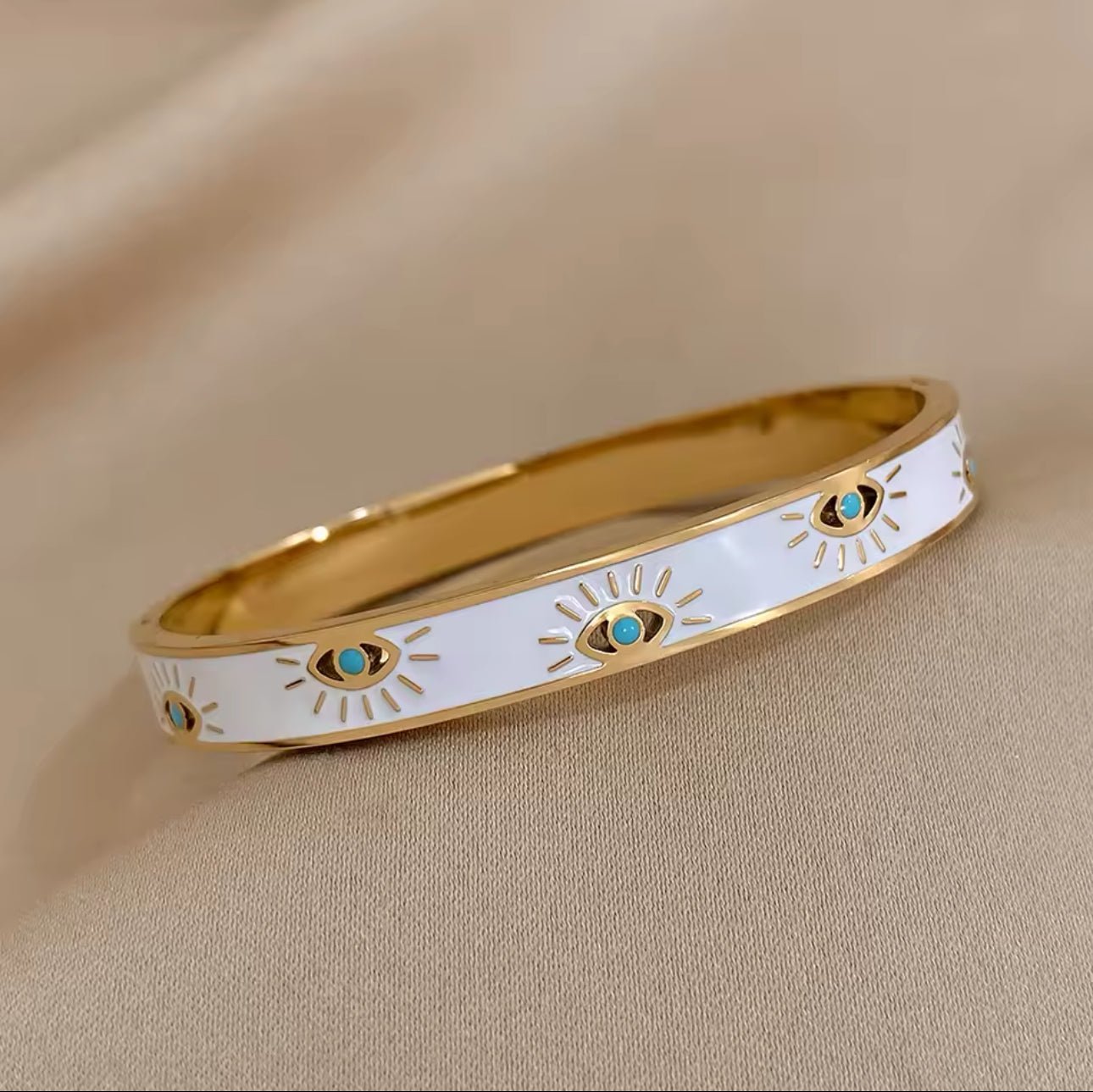 Evil Eye White Bangle - Artisan by Zaree