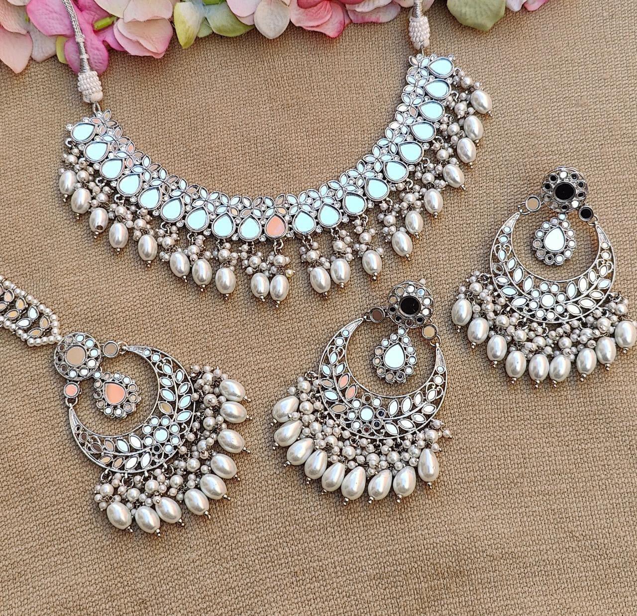 Mirror Necklace Set with Mangtikka - Artisan by Zaree