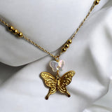 Butterfly Necklace with Mother Pearl