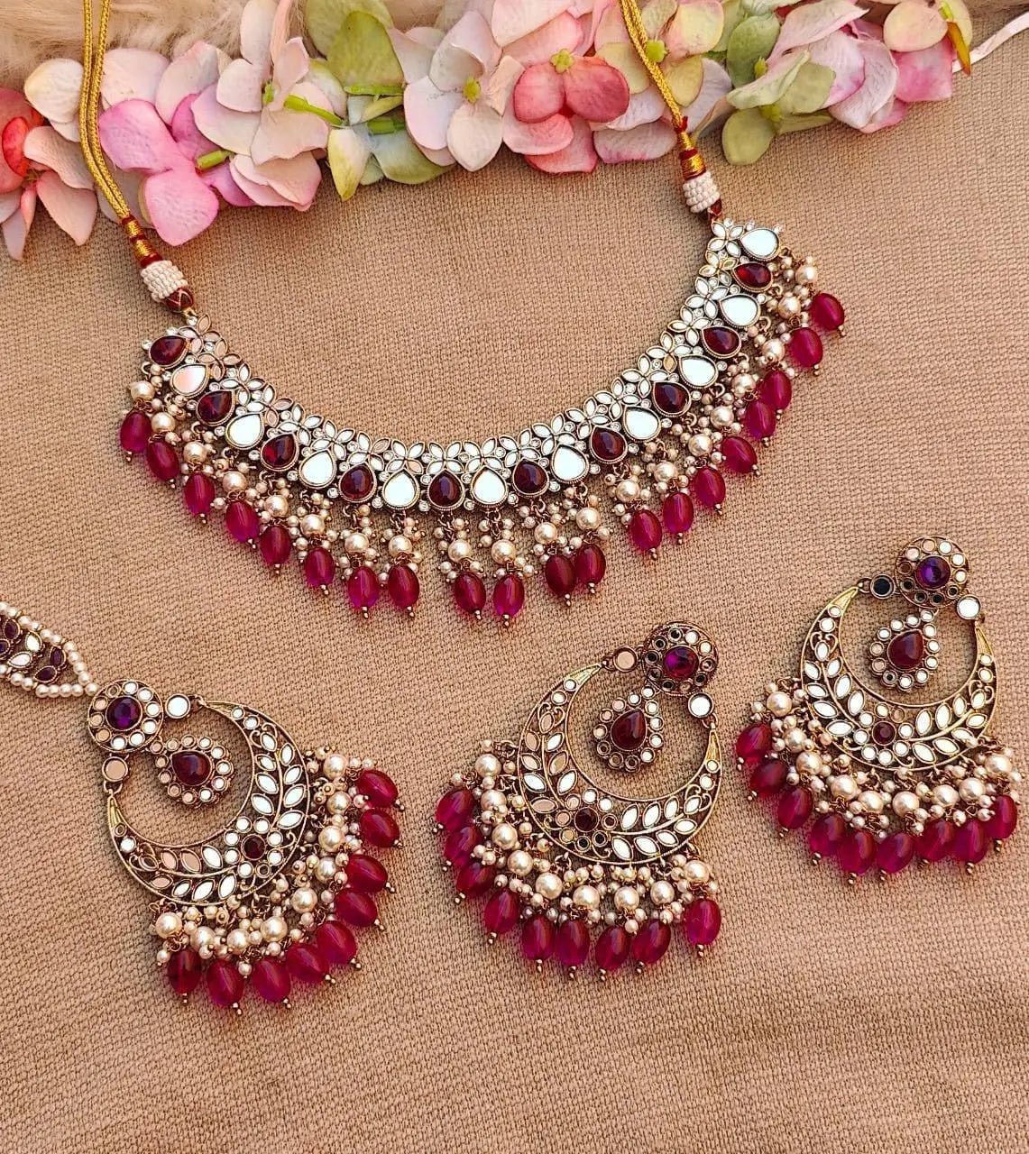 Mirror Necklace Set with Mangtikka - Artisan by Zaree